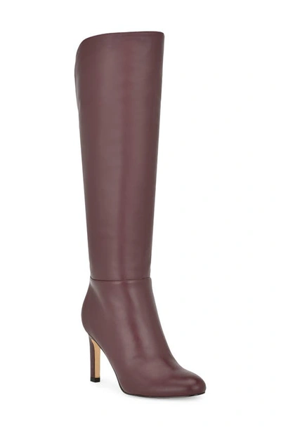 Nine West Sancha Knee High Boot In Dark Red