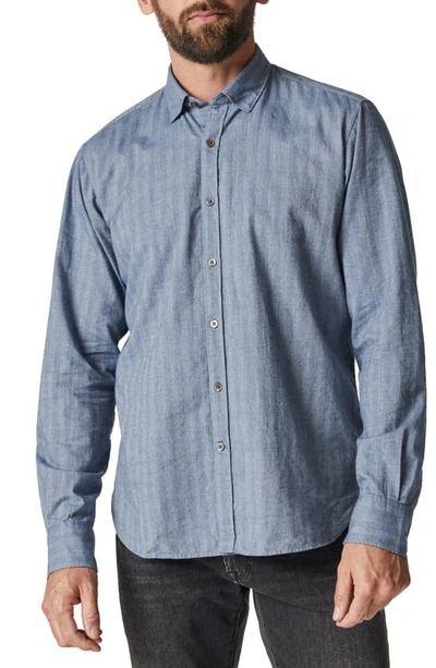34 Heritage Cotton Herringbone Button-up Shirt In Blue