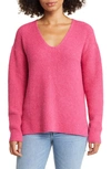 Caslon Directional V-neck Sweater In Pink Cabaret