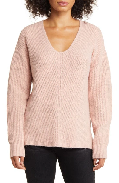 Caslon Directional V-neck Sweater In Pink Smoke
