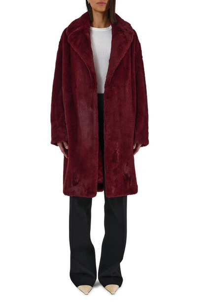 Apparis Stella Recycled Polyester Faux Fur Coat In Garnet