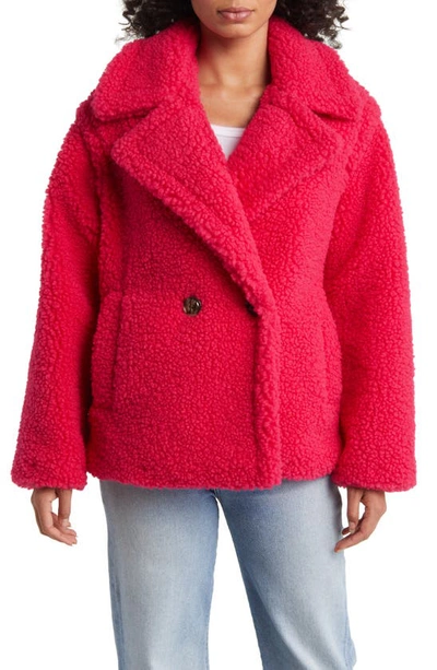Ugg Gertrude Teddy Faux Shearling Coat In Red