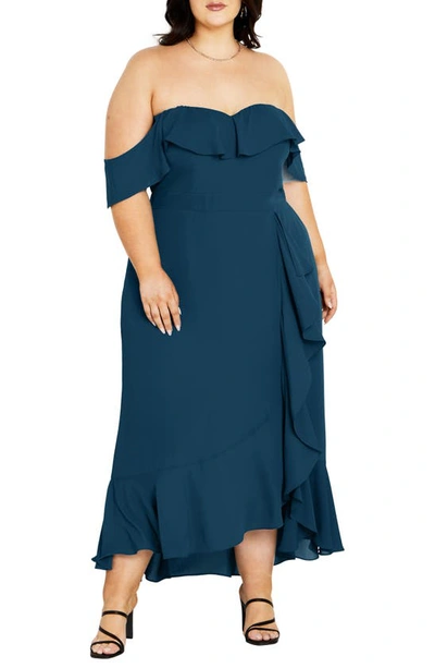 City Chic Remy Midi Dress In Emerald