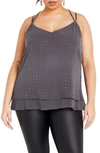 City Chic Studded Strappy Tank In Night Sky
