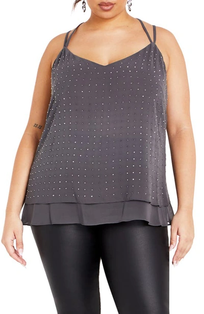 City Chic Studded Strappy Tank In Night Sky