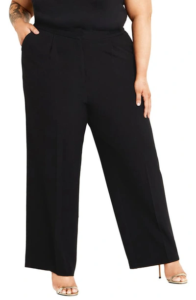 City Chic Madison High Waist Wide Leg Pants In Black