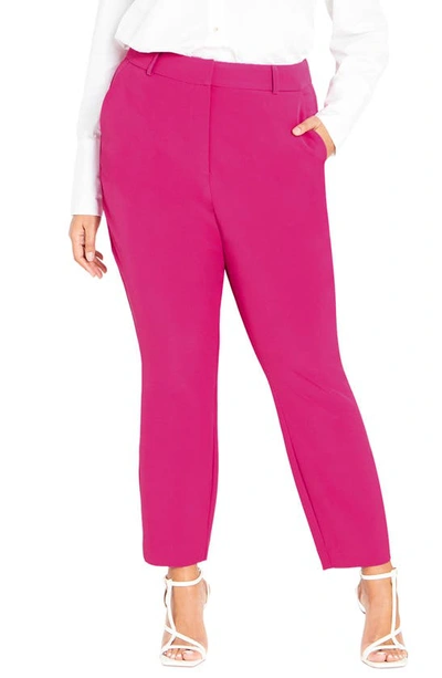 City Chic Sabine High Waist Ankle Pants In Pop Pink