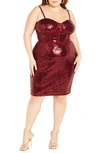 City Chic Sequin Corset Minidress In Ruby