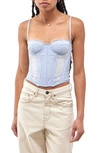 Bdg Urban Outfitters Modern Love Corset Top In Arctic Ice/ Zen Blue