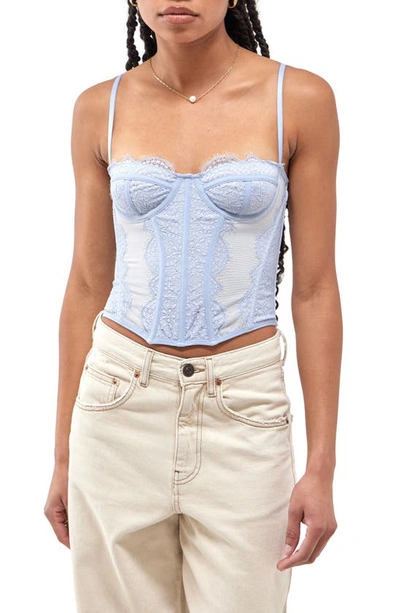 Bdg Urban Outfitters Modern Love Corset Top In Arctic Ice/ Zen Blue