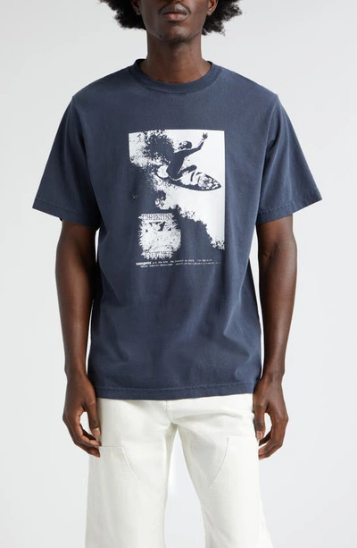 Noon Goons X Christian Fletcher Advertical Graphic T-shirt In Pigment Navy