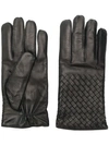 Bottega Veneta Intrecciato-woven Leather Gloves In Black
