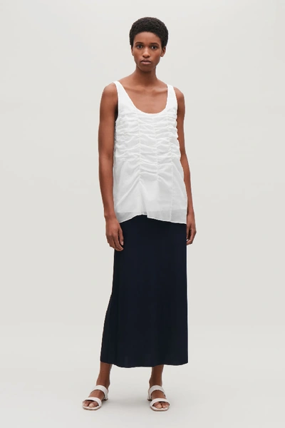 Cos Sleeveless Gathered Top In White