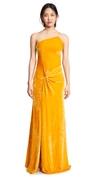 Cinq À Sept Liza One-shoulder Knot-front Gown In Sunflower