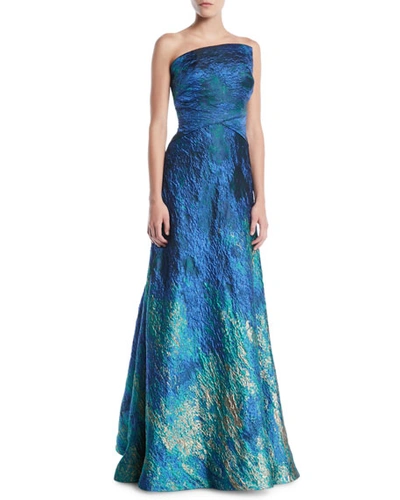 Rene Ruiz Strapless Textured Ball Gown In Turquoise