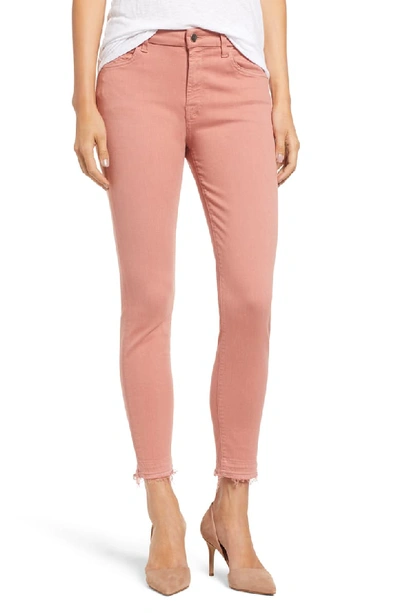 Jen7 By 7 For All Mankind Release Hem Colored Ankle Skinny Jeans In Charm Pink