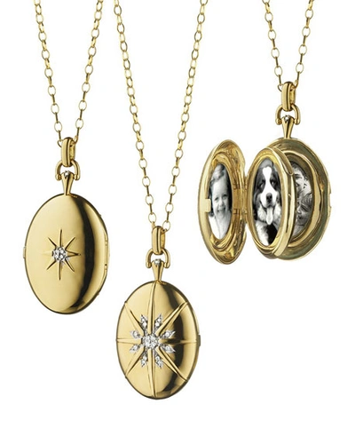 Monica Rich Kosann 18k Gold Diamond Star Locket Necklace