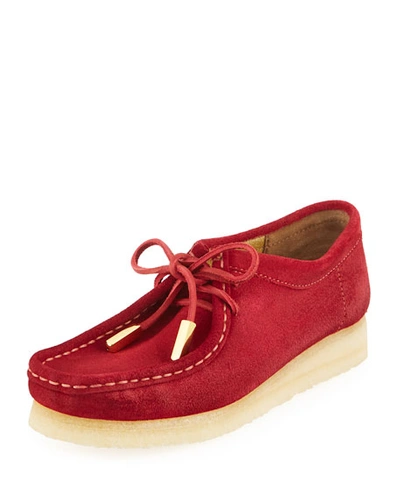 Sycamore Style Women's Suede Moc Wallabee Shoe, Fire Red