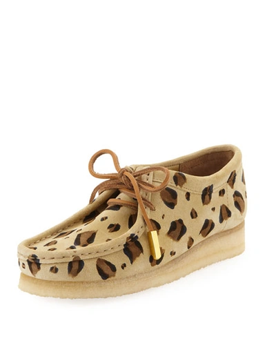 Sycamore Style Women's Suede Moc Wallabee Shoe, Leopard Print In Tan