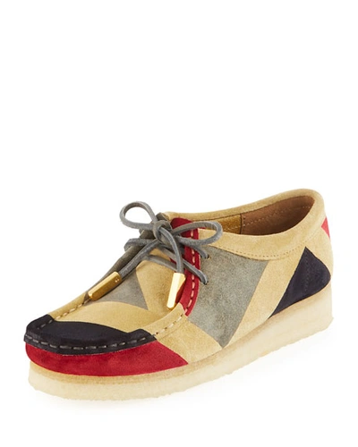 Sycamore Style Women's Geometric Suede Moc Wallabee Shoe, Red/gray/black