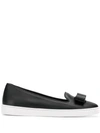 Ferragamo Novello Sporty Platform Ballerina Sneakers In Black