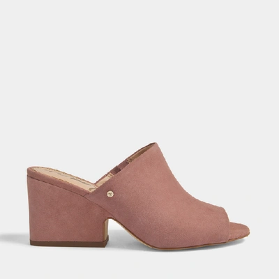 Sam Edelman Rheta Open Toe Mule Shoes In Dusty Rose Kid Suede