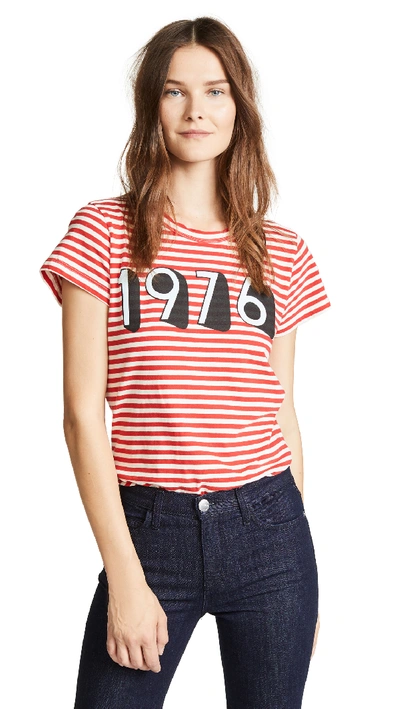 Current Elliott Current/elliott The Boy Striped Graphic Tee In Red White Stripe