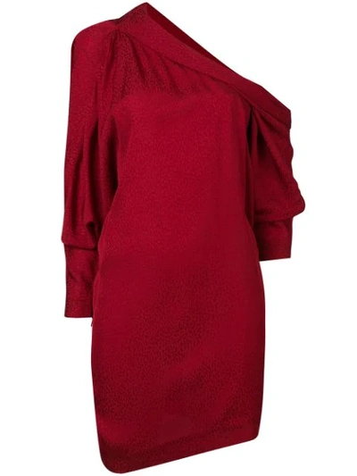 Carmen March Asymmetrical Shoulder Mini Dress In Red