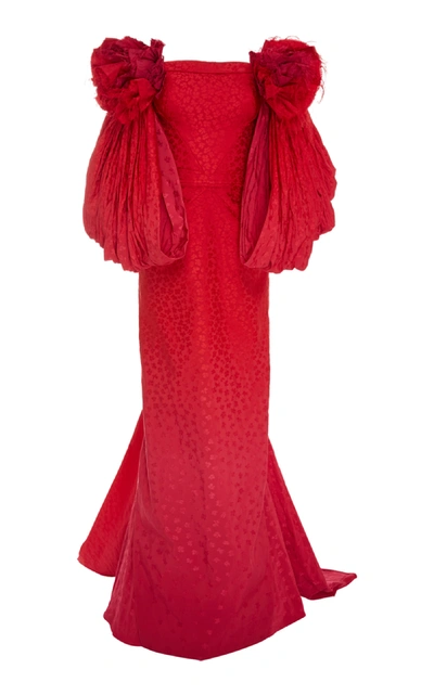 Zac Posen Off-the-shoulder Gown In Red