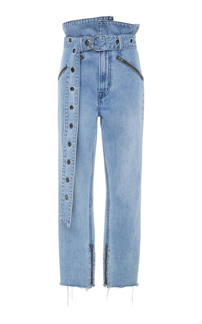 Grlfrnd Mia Cropped Straight-leg Jeans In Light Wash