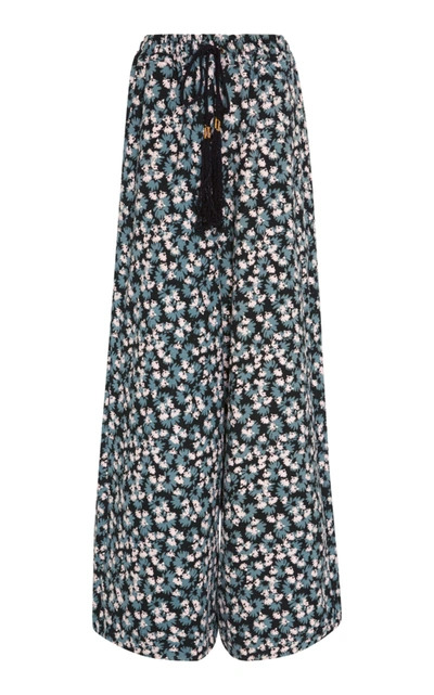 Yvonne S Tasseled Printed Terry Wide-leg Trousers In Floral