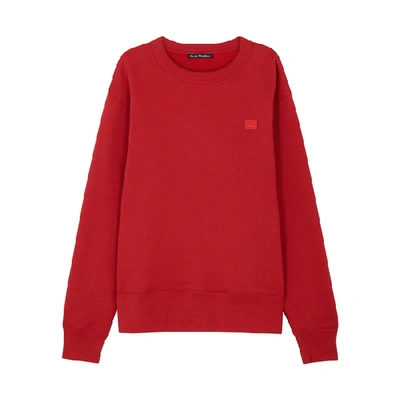 Acne Studios Fairview Face Red Cotton Sweatshirt