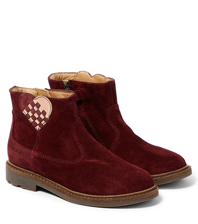 Pom D'api Kids' Patchwork Suede Chelsea Boots In Red