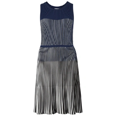 Milly Dégradé Ribbed Stretch-knit Dress In Navy