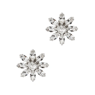 Ca&lou Lea Crystal-embellished Clip-on Earrings In Silver