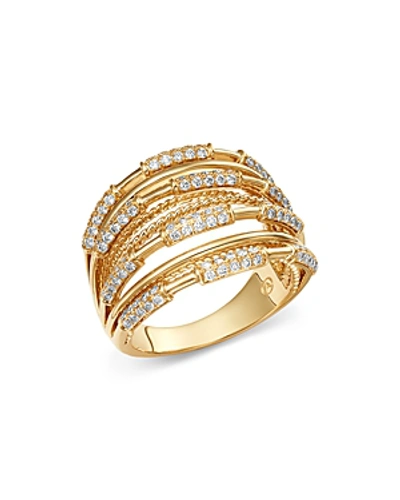 Bloomingdale's Diamond Multi-row Ring In 14k Yellow Gold, 0.70 Ct. T.w- 100% Exclusive In White/yellow