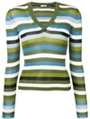 Altuzarra Burroughs Striped V-neck Sweater In Green