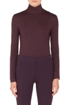 Akris Punto Turtleneck Long-sleeve Modal-stretch Top In Black Cherry