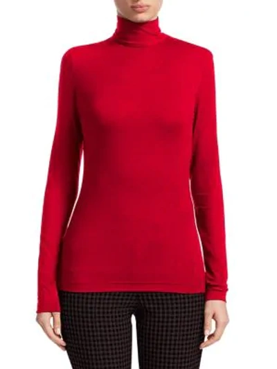 Akris Punto Turtleneck Back Zip Top In Ruby