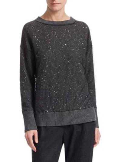 Fabiana Filippi Tulle Overlay Sequin Sweater In Dark Grey