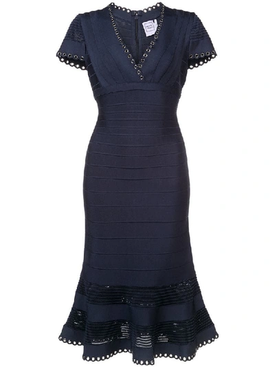 Herve Leger Hervé Léger Peplum Style Dress - Blue In Pacific Blue Combo