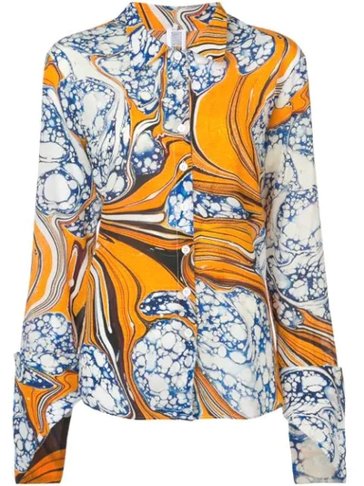 Rosie Assoulin Printed Silk-blend Crepe De Chine Shirt In Orange