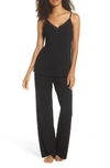 Natori Feathers Satin Camisole Pajama Set In Black