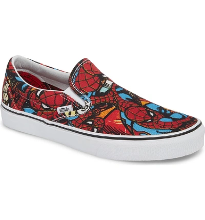 Vans Marvel Ua Classic Slip-on Sneaker In Black/ Red Textile