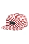 Vans David Five Panel Cap - Red In Red/ White Check