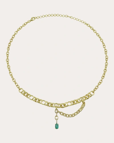 Type Jewelry Punk Chain Diamond And Emerald Necklace In Green