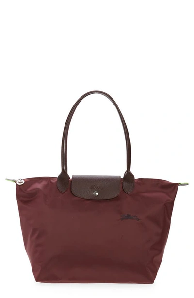 Longchamp Le Pliage Green Recycled Canvas Large Shoulder Tote In Burgundy