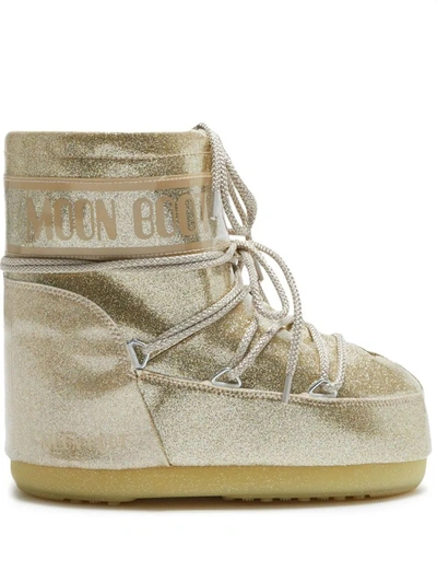 Moon Boot Icon Low Glitter Boots In Gold
