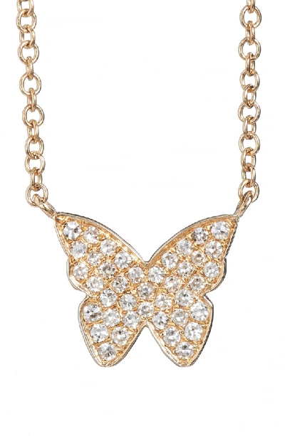 Ef Collection Diamond Butterfly Pendant Necklace In Yellow Gold