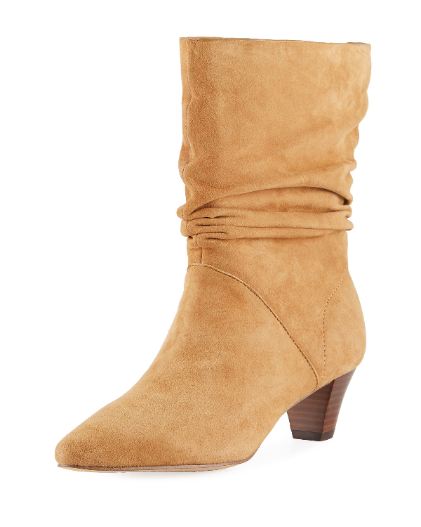 slouchy suede boots low heel